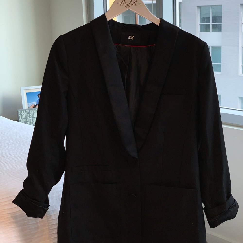 Satin Detail Oversized Blazer